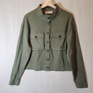 A Beautiful Soul Jacket Olive Drab Military Crop Womens Size A = 16 / 18